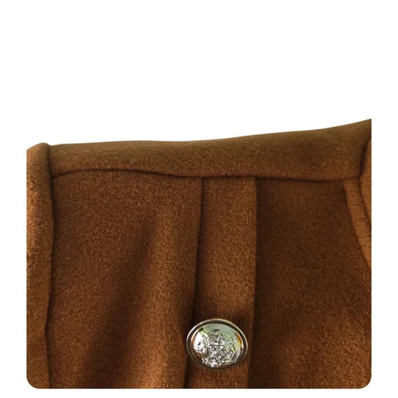 Felt Military Style Cropped Jacket Gold Buttons Lined Rust Color Size XL - Picture 3 of 9